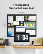 Large Cork Boards for Walls, 47"x35" Bulletin Board, 12-Pack Felt Wall Tiles with 60 Adhesive Tabs, Cork Boards for Office Decor, Felt Board Alternative Pin Board