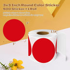 3 Inch Round Color Coding Labels (500 per Roll) - Colored Dot Stickers Round Labels for Inventory, Warehouse, Office Organizing - Red Circle Stickers