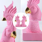 JOOMBE Pink Parrot Decorative Bookends,Set of 2 Cute Bird Animal Sculpture Book Ends to Hold Hevay Duty Books,Unique Resin Statues Book Stopper for Home Office Desk Bookshelf Decor