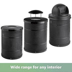 Zedfire 32 Gallon Perforated Waste Bin with Rain Bonnet Lid, Steel Outdoor Heavy-Duty Commercial Trash Can, Round Recycle Container, Durable Garbage Can for Parks, Municipalities, Parking, Schools