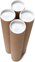 Packhorse Supply 2-pack Kraft Mailing Tubes with Caps | 3-inch x 18-inch Usable (19" total length) | Heavy-Duty Cardboard Poster Tubes for Shipping and Storage of Documents and Art