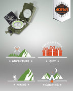 AOFAR AF-4074 Military Compass for Hiking,Lensatic Sighting Waterproof,Durable,Inclinometer for Camping,Boy Scount,Geology Activities Boating