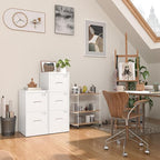 INTERGREAT 2 Drawer File Cabinet, White Metal Filing Cabinet with Lock, Lockable Vertical File Office Cabinet for Hanging Letters/Legal/A4, Assembly Required