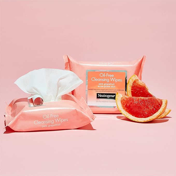 Neutrogena Makeup Remover Cleansing Towelettes, Pink Grapefruit, 25 Count, Twin Pack