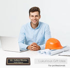 Business Wood Name Plate for Desk | Custom Desk Name Plate Personalized Gift for Office, The Perfect Engraved Name Plaque By Engraving International (2" x 8", Walnut Wood)