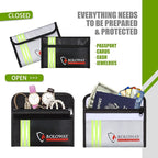 ROLOWAY Small Fireproof Bag (5 x 8 inches) with Reflective Strip, Fireproof Money Bag for Cash, Valuables, Passport, Currency & Keys (2-Pack)