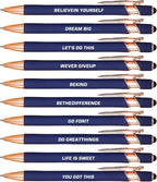 CRME 10pcs Funny Quotes Blue Ballpoint Pens Set 1mm Black Ink Pens for Writing Give Up Anxiety Motivate Oneself Unique and Unusual Gifts for Classmate,Brother,Friend Back-to-School Essentials