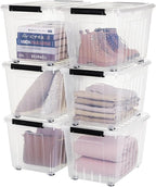 Citylife 82 QT Clear Plastic Storage Bins with Lids Stackable and Nestable Storage Boxes with Lids Large Plastic Storage Containers for Garage, Closet, Kitchen, 6 Packs