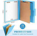 Skyygemm 72 Pcs Classification Folders Letter Size, 1 Divider Pressboard File Folder with Fasteners, Expanding File Organizer Bulk for School Teachers, Office Employee, Coworker, Staff (Blue)