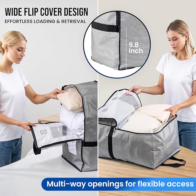 TAILI 2 Pack Gray Moving Bags w/Adjustable Backpack Straps, Moving Supplies, Moving Boxes Alternative, Heavy Duty Storage Totes for College Packing, Camping Backpack for Travel, Dorm, Laundry