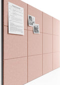 Bumusty Large Cork Board 47"x35" Alternative - 12 Pack Felt Wall Tiles with 70 Safe Removable Adhesive Tabs, 30 Pushpins, Cork Boards for Walls Pin Board Bulletin Board Office Decor (Pink)