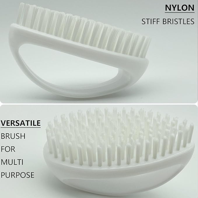 GKETN Scrub Brush for Cleaning Scrubbing Heavy Duty Stiff Nylon Bristles Cleaning Brush Multi-Purpose, White & Small Size