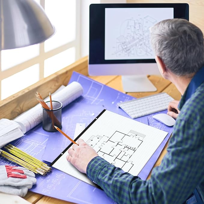 gisgfim Large Engineering Graph Paper 22x17 in Sturdy Graph Desk Pad 1/4 in Quad Grid Blueprint Paper Giant Drafting Pad Sketching Graph Paper for Engineer Architect Designer Mathematician Draftsman