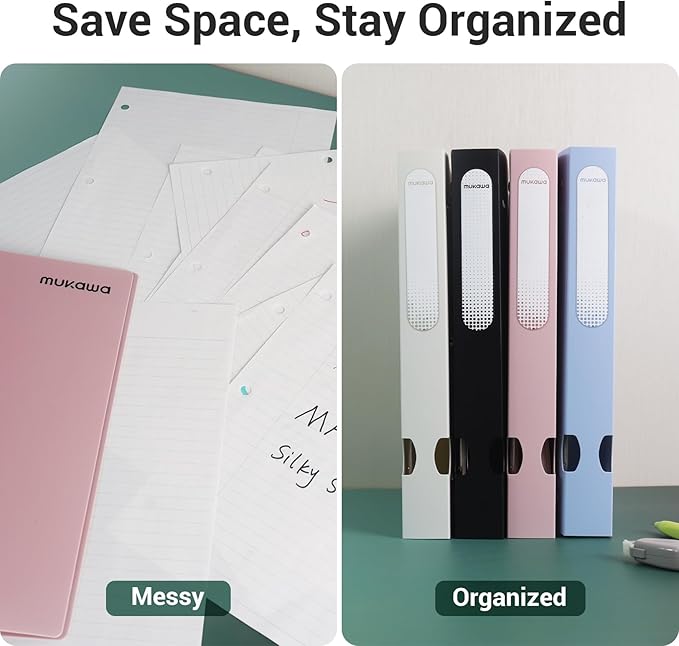 MUKAWA 1 Inch 3 Ring Binder, D-Ring Binder Holds 250 Sheets, PP Cover with Writable Spine Label, Lay-Flat Design, Letter Size 8.5x11, Lightweight for School, Office & Home Organization, 1 Pack, Blue