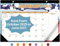 Desk Calendar 2026, 21 Months Calendar Runs from October 2025 to June 2027 - Large 17" x 12" Desktop/Wall Monthly Planner for Home School, or Office - Watercolor Festival
