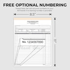 Custom 8.5" x 11" Carbonless NCR Books in 3-Part Triplicate Invoices, Receipts, Work Orders, Sales Orders, Purchase Orders, Estimates, Quote Forms with Your Company/Business Name (66 Sets)