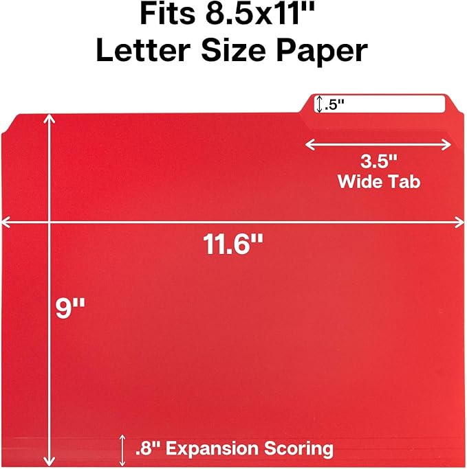 Dunwell Plastic Colored File Folders (24 Pack), Colorful 1/3 Tab Filing Folders for Letter Size Documents, Manila Sleeves 8.5 x 11, Acid-Free Poly for Long Term Storage, Includes Labels
