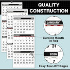 Dunwell 3-Month Wall Calendar 2026, Large Monthly Hanging Calendar with Big Bold Numbers, Easy to Read from a Distance, Use to Dec 2026, For Office or Home, 11x26 Open, Ships Folded