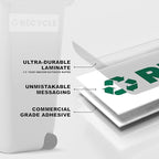 Recycle Sticker for Trash Bins – Heavy Duty, Recycle Only Sticker - 3-5 Year Indoor/Outdoor Rated - Heavy Duty, Weather Proof, Ultra Durable - USA Made (6x2 inch), 20 Labels