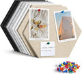Uoisaiko 12" Large Bulletin Board with 30 Push Pins, Pack of 8 Hexagon Felt Pin Board Notice Boards for Home Office Kitchen, Felt Wall Tiles for Photos Memos