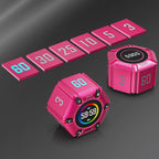 Printers Jack, Visual Pomodoro Timer, Productivity Cube Timer, Mute & Vibration & Adjustable Sound Alert, for Office, ADHD, Study, Work, 3/5/10/25/30/60min & Custom Countdown - Hot Pink