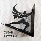 Superhero Metal Bookend – 6.5 Inch Heavy-Duty Book Holder with Anti-Slip Base, Unique Decorative Book Stand for Home or Office Shelf, Holds Large Books – Black