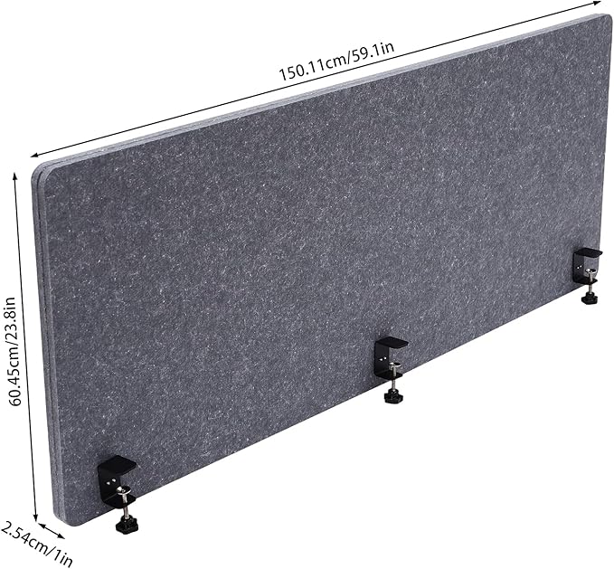 Polyester Desk Dividers, Soundproof Room Divider Office Furniture Partitions, Privacy Desk Panel with Clamps & Screwdriver, Stand Up Freestanding Desk Privacy Panel for Office Classroom(59.1" x23.8")