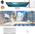 Anime Tokyo Street Japanese Mouse Pad,Large Extended Gaming Mouse Mat with Stitched Edges,Non-Slip Waterproof Rubber Base Desk Mat for Office Work Home Games Desk Pad(27.5X11.8 in)
