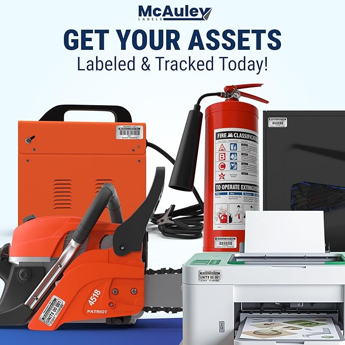 McAuley Labels Custom QR Code Stickers - Numbered, Permanent, Adhesive Asset Tags for Equipment - Heavy Duty Metalized Polyester - 1.5x0.75 Inches