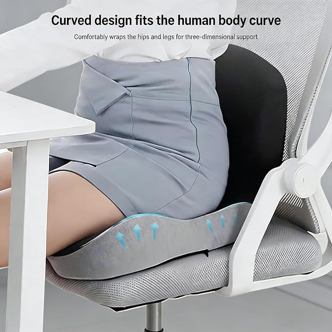 Orthopedic Cushion for Office Chair and Car, Memory Foam Seat Cushion with Lumbar Support Pillow, Instant Relieve Pressure on Back, Hips, Tailbone, Improves Sitting Posture (2, Mixed Colors)