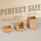 CMLKLZD Desk Organizer Set of 3 - Wood Office Desk Accessories - Desk Organizers and Accessories for Women Men - Set incl. Pencil Pen Holder, Paperclip Storage and Sticky Note Holder