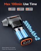 WOLFBOX MF200 Compressed Air Duster with Removable Battery & 4 Nozzles, Cordless 3-Speed Adjustable Mini Blower for Computer Keyboard, Car Cleaning, Home, and Outdoor Use