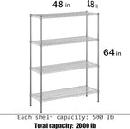 Regal Altair 18" Deep x 48" Wide x 64" Height Wire Shelving Kit | 4-Tier | NSF Commercial Storage Rack Unit