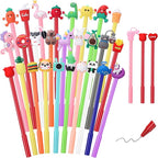 BESARME 30 PCS Cartoon Fun Pens for Adults, Cute Pens Bulk Gel Pen Prizes Classroom Rewards School Office Home Birthday Valentine's Day Classroom Gift Exchange Party Favors Goodie Bag Stuffers