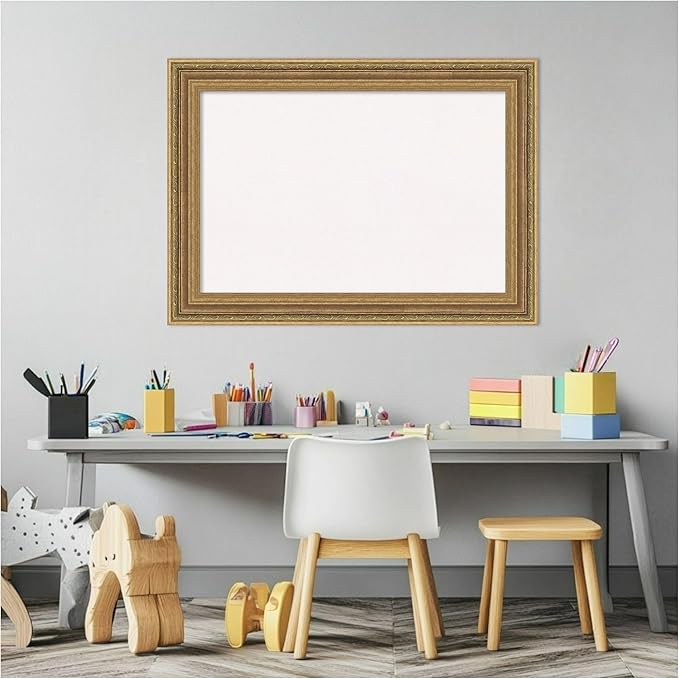 Amanti Art White Cork Board for Wall, 21x29 Vision Board with Gold Frame, Medium Corkboard Office Decor for Home Organization, Traditional Corkboard Pinboard to Display Items for Home Organization