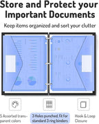 Forvencer Binder Pocket, 4X Regular Capacity, 5 Pack Super Heavyweight Plastic Folders with Tight Closure, Folders with Pockets Side Loading, Binder Organizer, Binder Dividers, Letter Size, Extended