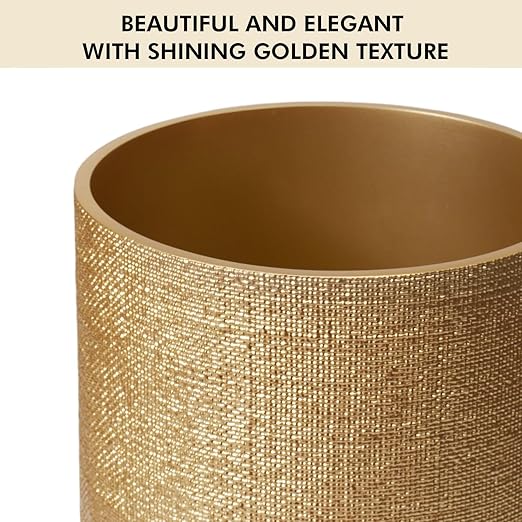 DoveeDosa Gold Luxury Stone Bathroom Trash Can, Modern Bathroom Office Trash Can, Resin Wastebasket, Garbage Receptacle Bin for Bathrooms, Offices, Powder Rooms, Kitchens (Gold)