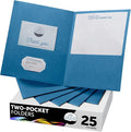 FILE-EZ Two-Pocket Folders, Light Blue, 25-Pack, Textured Paper, Letter Size (EZ-32520)