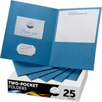 FILE-EZ Two-Pocket Folders, Light Blue, 25-Pack, Textured Paper, Letter Size (EZ-32520)