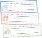 30 Name Tags for Classroom Cubbies, 3x9 in Boho Rainbow Name Plates for Desks, Classroom Must Haves for Teachers Elementary - A01