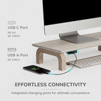 Anji Mountain Monitor Stand - Desktop Organizer & Laptop Riser, Ergonomic Monitor Riser, Space-Saving Monitor Stand for Desk, Durable Construction, Easy Assembly, Ideal for Home & Office,White Wash