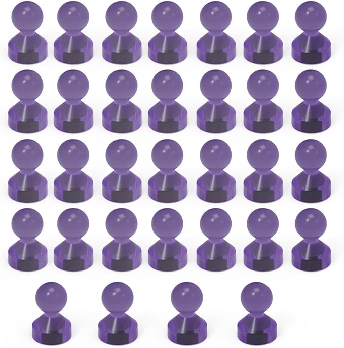 MHDMAG Magnetic Push Pins Powerful Strong Push Pin Magnets for Fridge Whiteboards Calendars Maps in School & Office Pack of 32,Purple