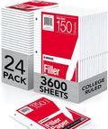 Kaisa Notebook Paper 24 Pack 3600 sheet 8x10.5 Wide Ruled Loose Leaf Paper Filler Paper for 3-Ring Binder Paper 150 Sheets/Pack Notebook Paper 3-Hole Punched Lined Paper(24Pack-Wide)