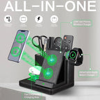 LADSTAG Desk Organizer with Phone Charger,Nightstand Desktop Organizer,Office Supplies Desk Accessories,Pen Holder Remote Control Holder,Black Leather Organizer With Charging Station (black)