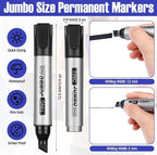 Fuutreo 32 Pcs Jumbo Permanent Markers Bulk Large Chisel Tip Permanent Markers Waterproof Jumbo Pens Quick Drying Office Supplies(Black, Green, Blue, Red)