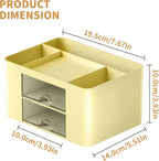 Marbrasse Pen Organizer with 2 Drawer, Multi-Functional Pencil Holder for Desk, Desk Organizers and Accessories with 5 Compartments + Drawer for Office Art Supplies (Yellow)