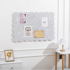 Mooliwe Scalloped Felt Bulletin Board 24 x 18 Inches Foldable Light Gray Pin Cork Board Alternative for Wall, 2' x 1.5' Trifold Picture Vision Self Adhesive Bulletin Decorative