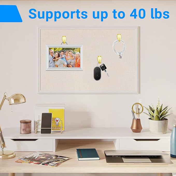 Hufopik 20 Pcs Cubicle Hooks - Fabric Panel Wall Clips for Hanging Coats, Pictures, Supports up to 40 lbs (Gold)