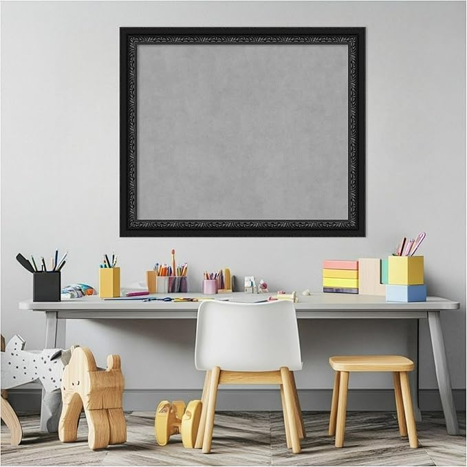 Amanti Art Black Framed Magnetic Board 24x28 Medium Vision Board for use with Magnets, 100% Metal Sheet to Display Items as Office Decor or for Home Organization in mudroom, Kitchen or Kids Room