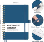 AHGXG Spiral Journal Notebook, 160 Lined Pages, A5 Medium Size (5.7'' x 8.3''), for Men & Women, Journaling, Writing, Work & Office, Hardcover, 100 GSM Thick Paper (Navy Blue)